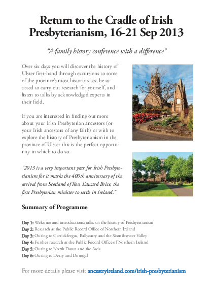 Family History Conference - 2013 (Foldout Flyer)
