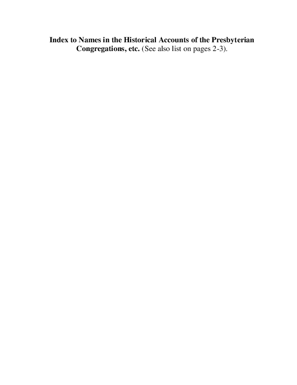 Index to Historical Accounts of Congregations