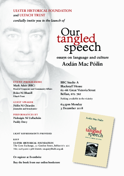 Our Tangled Speech Book Launch Flyer (English)