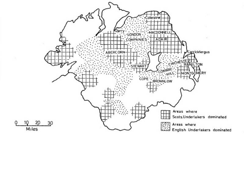 Figure 1 - Province of Ulster: Settlement of Scottish and English Undertakers during the Seventeenth Century