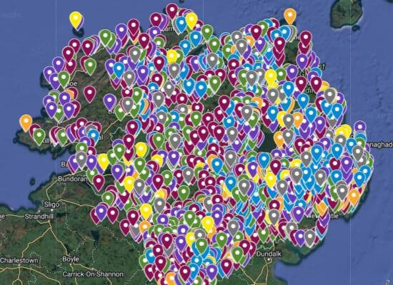 Graveyards of Ulster map